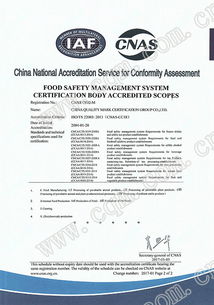 食品安全管理體系認可證書 方圓標志認證集團 專業(yè)從事認證 認證培訓 管理咨詢 技術服務的企業(yè)集團
